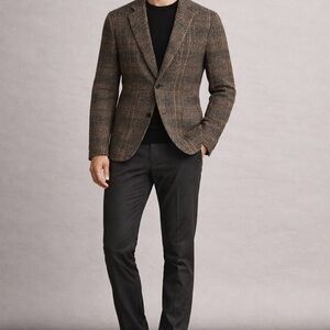 Classic Brown Checkered Men's Blazer